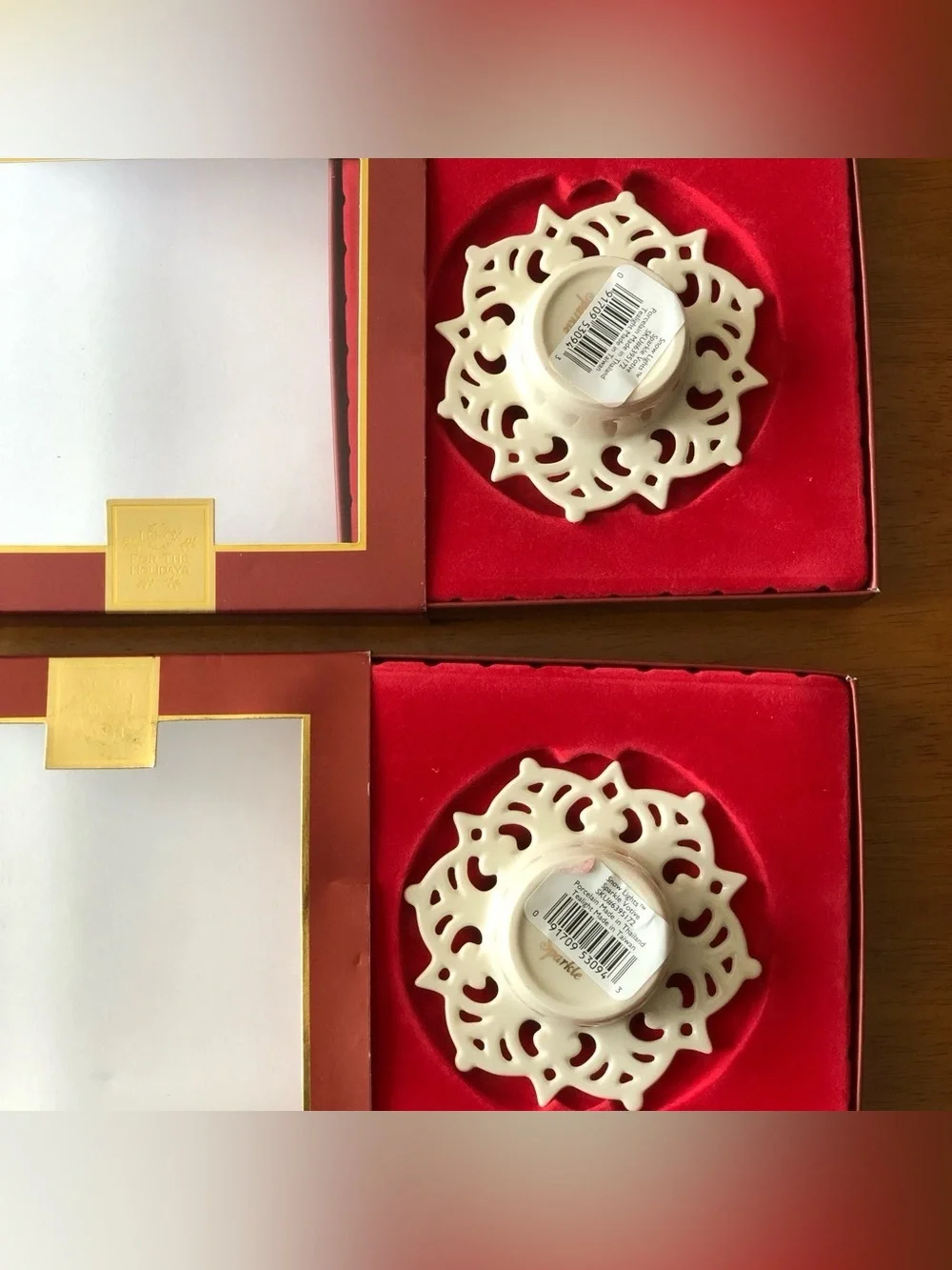 Lenox Snow Lights Sparkle Votive Porcelain Candle Holders Set of 2 Vintage